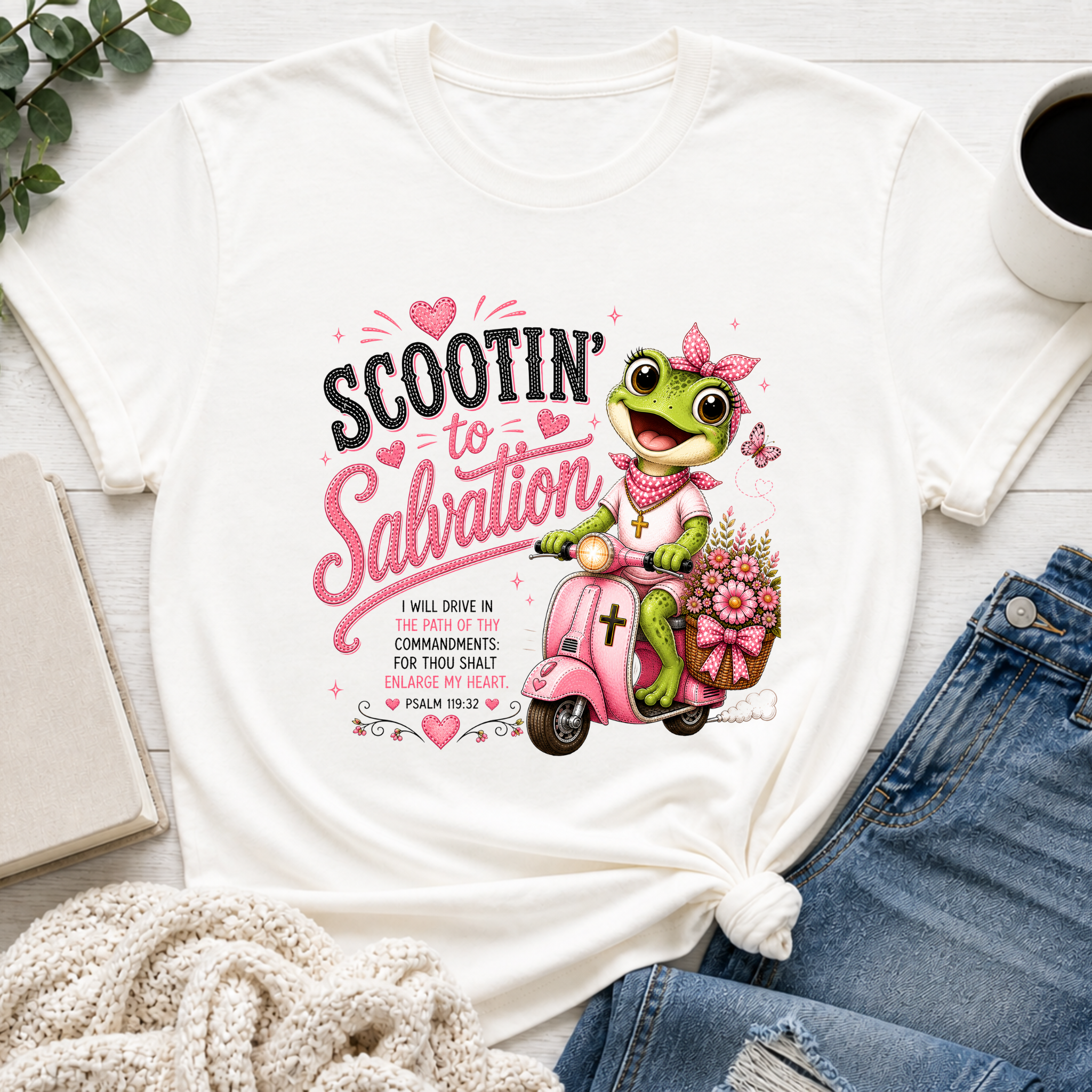 Scootin’ to Salvation Frog Shirt | Christian Girl Youth Tee | Cute Bible Verse Shirt