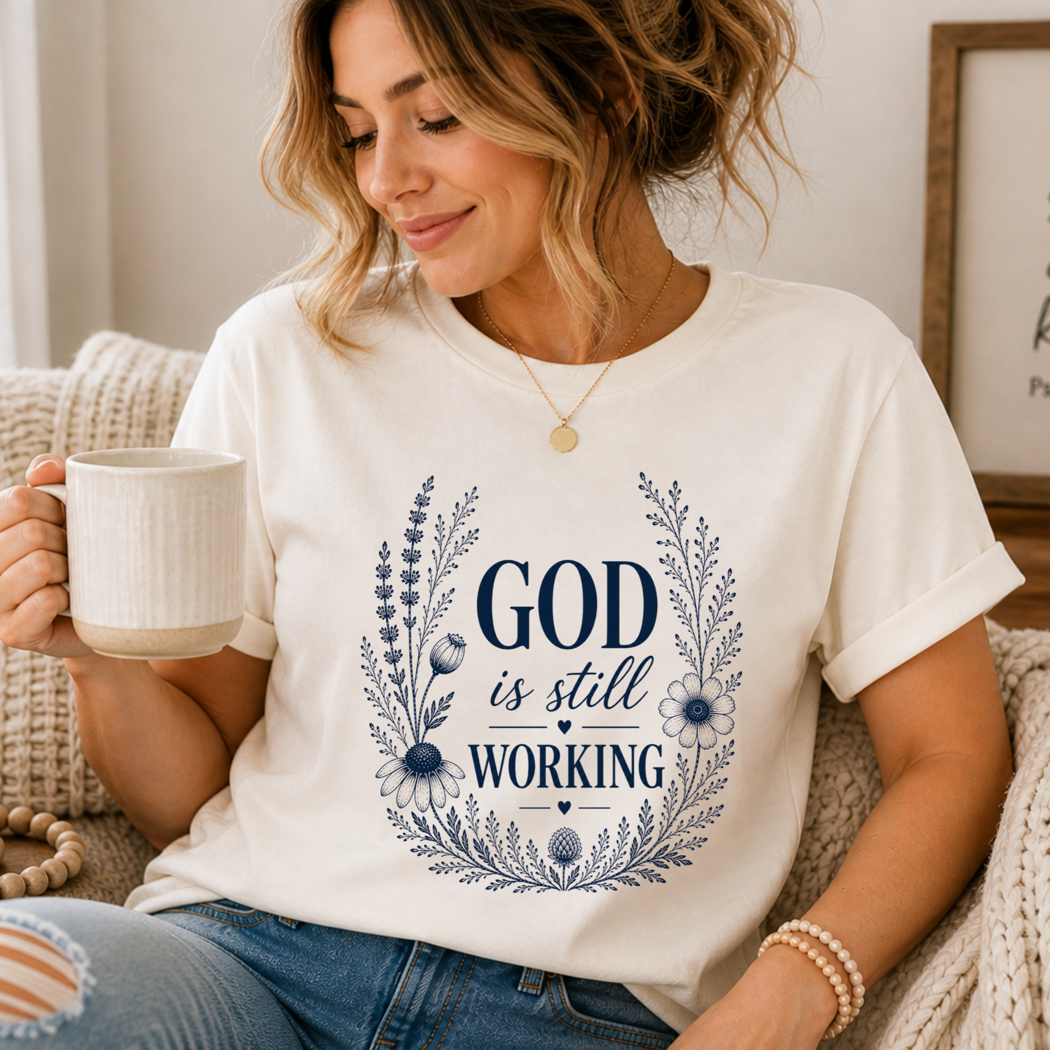 God is Still Working | Inspirational Christian Tee for Women