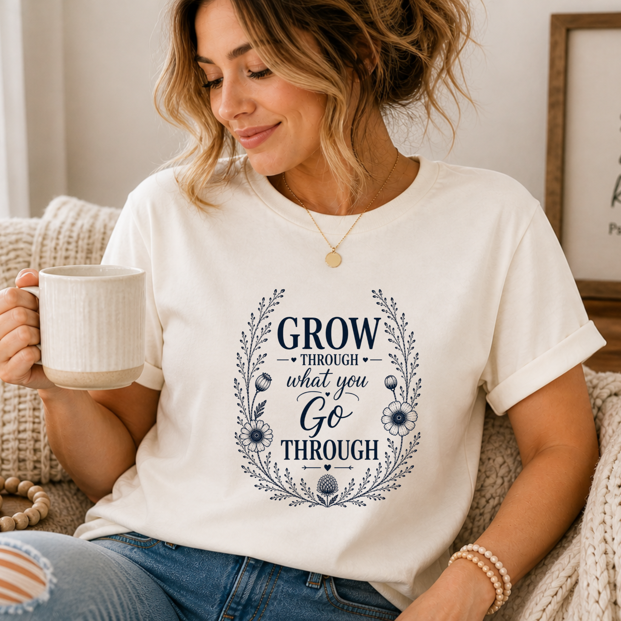 Grow through what you Go through| Inspirational Christian Tee for Women