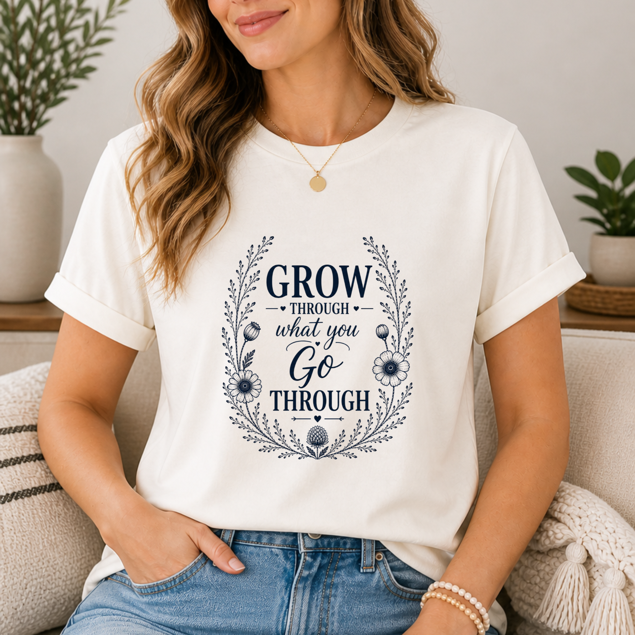 Grow through what you Go through| Inspirational Christian Tee for Women