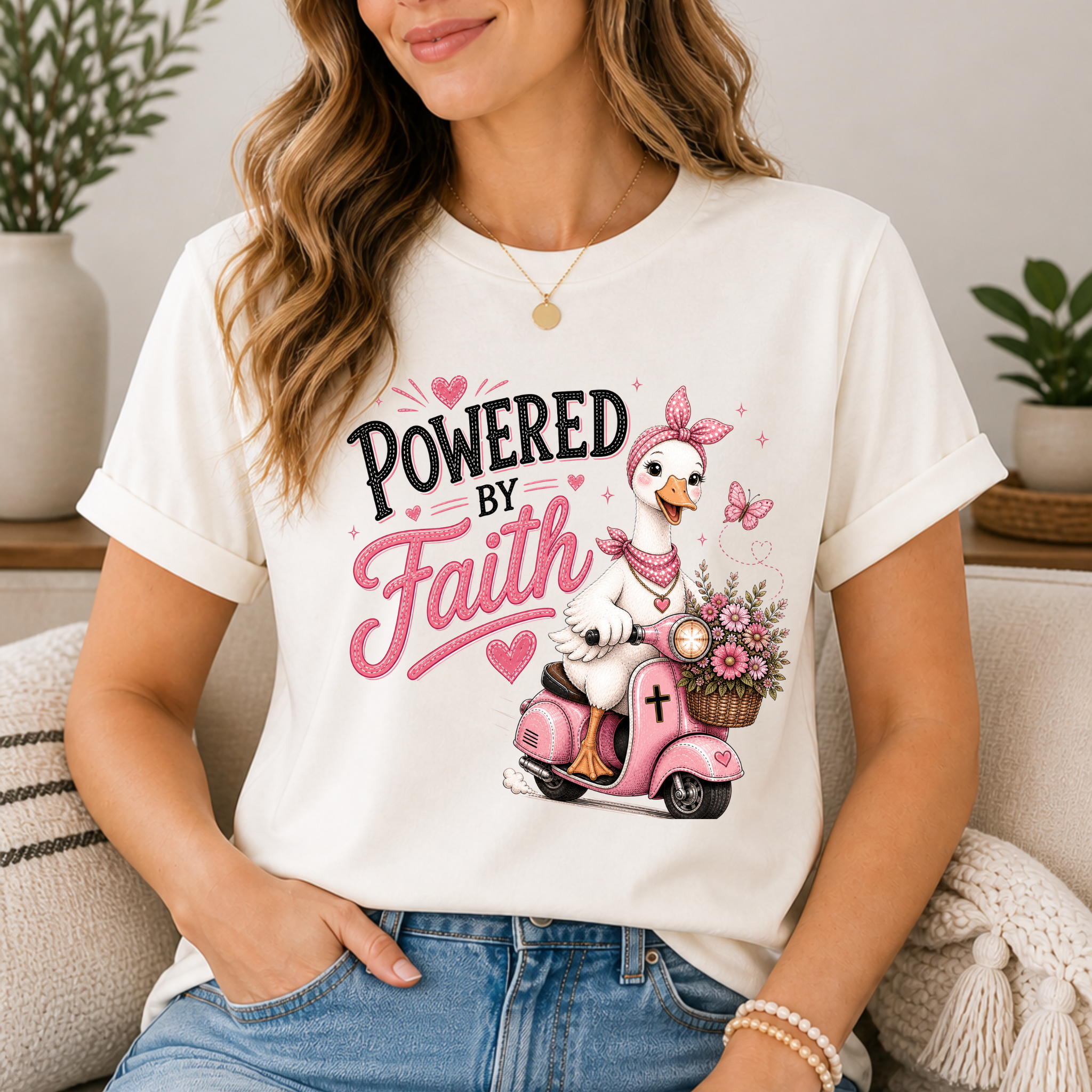 Powered by Faith Goose Shirt for Women | Cute Christian Boutique Tee
