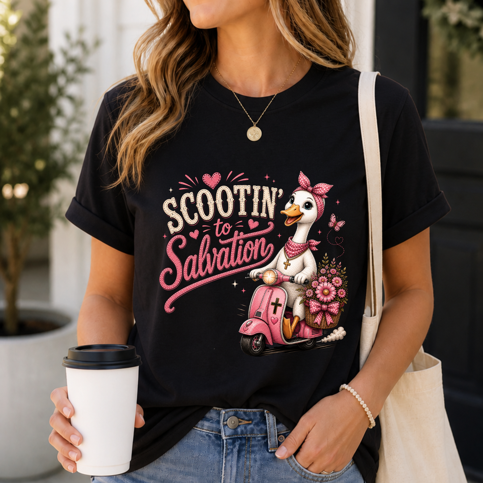 Scootin' to Salvation Goose Shirt for Women | Cute Christian Boutique Tee